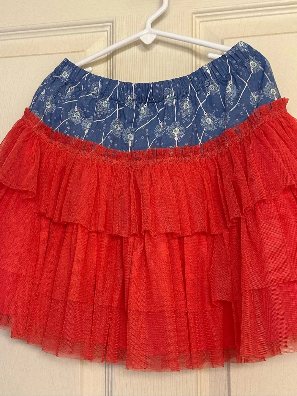 Matilda Jane Tiered Tulle Skirt with Blue Patterned Waistband